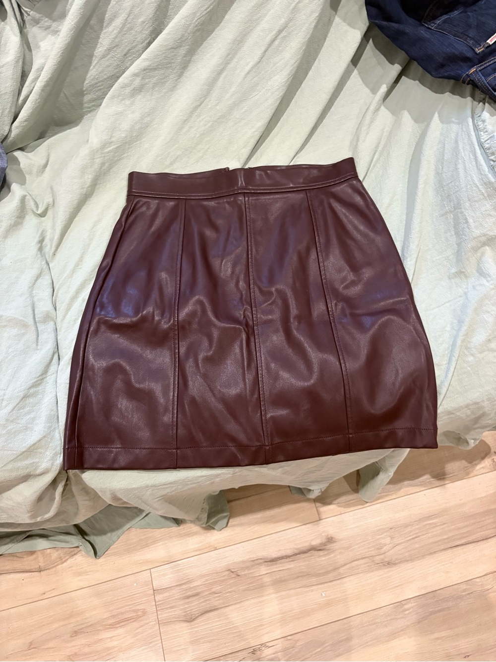 Banana Republic Faux Leather A-Line Mini Skirt - Burgundy